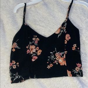 Black crop top with flowers